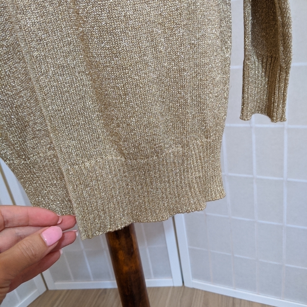 Vintage gold knit long cardigan sweater S - Picture 8 of 9